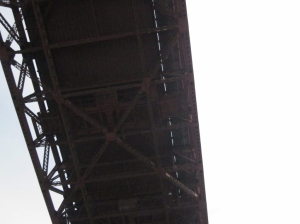 The under belly of the Goldene Gate Bridge. Photo by P. Rickrode 2014.