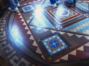 Amazing tile work floor. Craigdarroch Castle, Victoria BC. Photo by P. Rickrode September 2014.