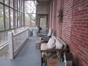 Upstairs porch and walkway to privy. Photo by P. Rickrode. November 2015.